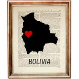 Geographical Heart of Bolivia Illustration Poster