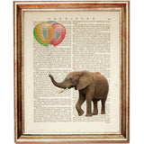 Elephant with Balloons Illustration Wall Decor