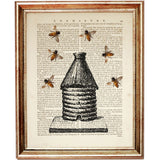 Beehive and Bees Nostalgic Dictionary Print