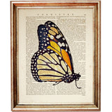 Set of 8 Colorful Butterflies Dictionary Art Prints, Nature Wall Decor