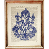 Decorative Ganesha Wall Art - 4 Piece Cobalt Blue Set