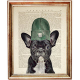 Hipster Dog in Green Beanie Hat Dictionary Art Print