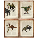 Set of 4 Dinosaurs Playing Music Dictionary Art Prints, DinoTunes