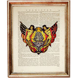 Set of 4 Sailor Jerry Tattoo Dictionary Art Prints, Inked Legends