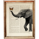 Safari Nursery Prints Set, Black and White Animal Art Trio Butterfly, Giraffe, Elephant
