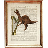 Set of 4 Dinosaurs Playing Music Dictionary Art Prints, DinoTunes