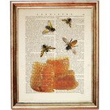 Set of 4 Bee Dictionary Art Prints, Bee-autiful Buzz Wall Decor Poster