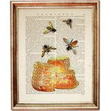 Stunning Honeycomb with Bees Dictionary Art Print for Nature Lovers
