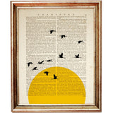 Giraffe Sun Silhouette Safari Nursery Wall Art Set, Vintage Poster Prints