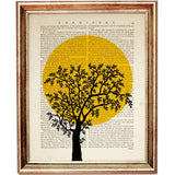 Giraffe Sun Silhouette Safari Nursery Wall Art Set, Vintage Poster Prints