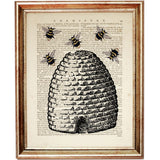 Set of 6 Beehive with Bees Dictionary Art Prints, Honeyed Haven Decor