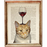 Wine Cat Dictionary Art Print, Nursery Decor, Cat Wall Print Gift