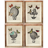 Set of 4 Air Balloons Dictionary Art Prints, Up, Up, and Away Poster