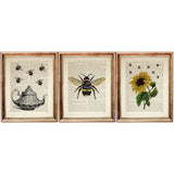 Sunflower Bee Teapot Dictionary Art Prints Set