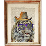 Set of 8 Animal Portrait Dictionary Art Prints, Animal Kingdom Posters