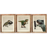Dino Trio Art Prints: Humorous Dinosaur Posters, Kitchen Wall Decor