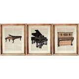 Set of 3 Piano Dictionary Art Prints, Grand Piano Wall Art