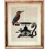 Vintage Typewriter, Gramophone, Telephone with Birds Trio, Set of 3 Dictionary Art Prints