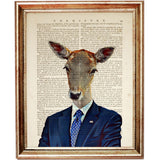 Set of 4 Animal Portraits Dictionary Art Prints, Wild Reflections Art