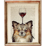Dog Wine Glass Wall Art Set of 3, Pet Portrait Dictionary Prints, Party Animal Poster