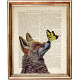 Set of 3 Funny Animal Dictionary Art Prints: Wolf, Fox, Owl Wall Decor
