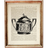 Set of 4 Vintage Teapot Dictionary Art Prints, Timeless Elegance Decor