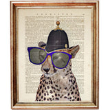 Set of 4 Cheetah Portrait Dictionary Art Prints, Graceful Speed Decor