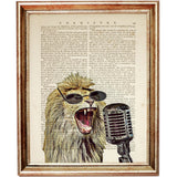 Lion Wall Art Set of 3 Crowned Glasses Dictionary Prints for Safari Nursery Decor