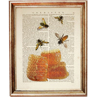 Bumble Bee Wall Art Set 3 Piece Honeycomb & Beehive Prints Nursery Decor