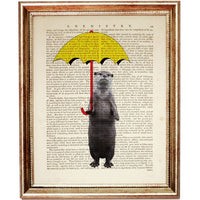 Set of 4 Otter Dictionary Art Prints, Funny Animal Tales Wall Decor