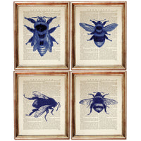 Set of 4 Bee Dictionary Art Prints, Buzzing Beauties Wall Decor