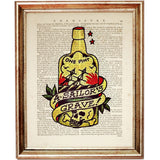 Set of 4 Sailor Jerry Tattoo Dictionary Art Prints, Inked Legends