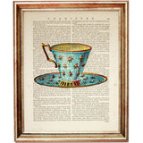 Tea Cups Trio Dictionary Art Prints, Vintage Elegance Wall Decor Set