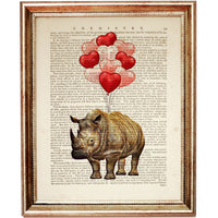 Rhinoceros Dictionary Art Prints Set  of 3