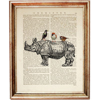 Rhinoceros Dictionary Art Prints Set  of 3