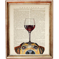 Dog with Wine Glass Dictionary Art Prints - Set of 3 Unique Canine and Wine Wall Decor