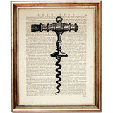 Set of 10 Wine Opener Dictionary Art Prints - Kitchen Wall Decor