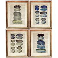 Set of 4 Seashell Dictionary Art Prints, Coastal Treasures Poster